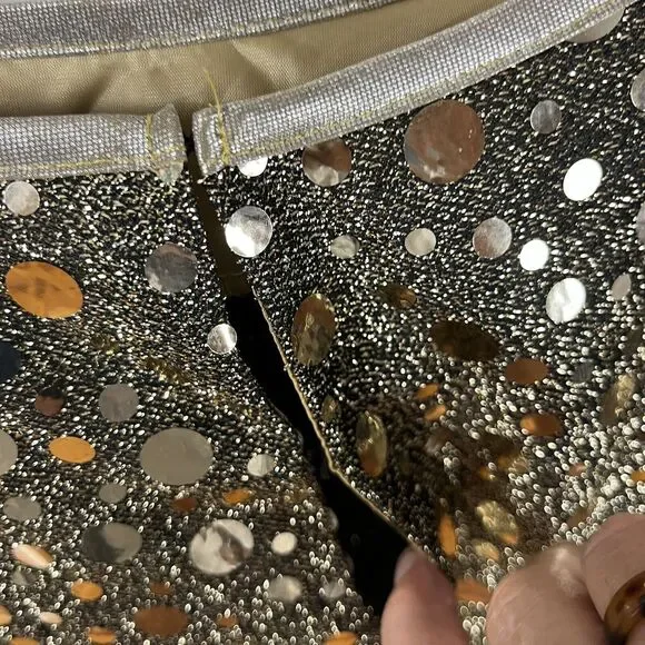 NOS Gold Sparkly Top Vtg Size 16 USA Glam Party Semi Sheer Caron Disco Rave New - Picture 10 of 17